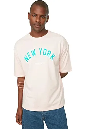 Trendyol Herren Herrenübergroße Passform 100% Baumwolle Runder Kragen Kurzarm Drucken T-shirt T Shirt, , S EU