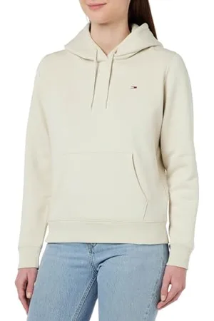 Tommy Hilfiger Damen Hoodie Tjw Regular Fleece Hoodie mit Kapuze, Elfenbein (Newsprint), L