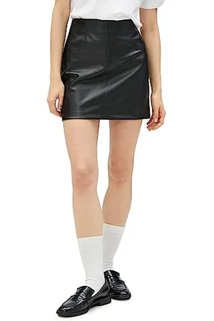 Koton Women Faux Leather Stitch Detail Zipper Mini Skirt