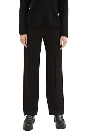 TOM TAILOR Damen Straight Leg Sweatpants mit Ziernaht, deep black, 34/32