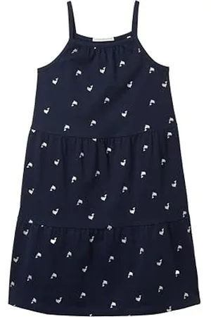 TOM TAILOR Mädchen Kinder Jersekleid mit Muster , dark blue glitter dolphin, 116/122