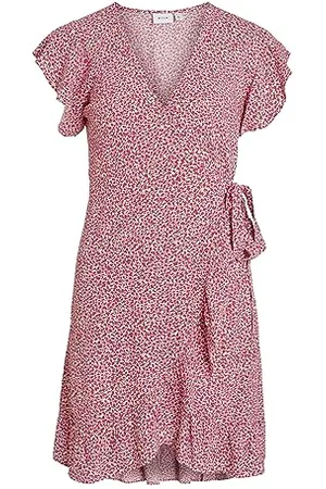 VILA Damen Vifini Wrap S/S Short Dress - Noos Kleid, , 42 EU