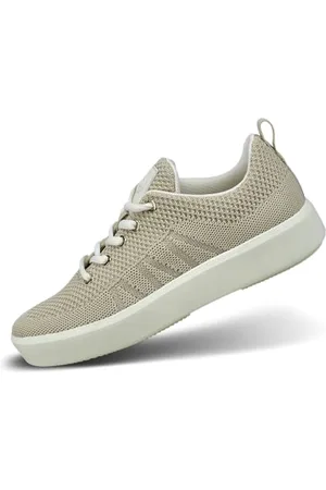 Bugatti Damen Beige Mesh-Sneaker mit Logo-Details, atmungsaktivem Design, weicher Polsterung, stoßdämpfenden Eva-Sohlen, beige/Offwhite, 36 EU