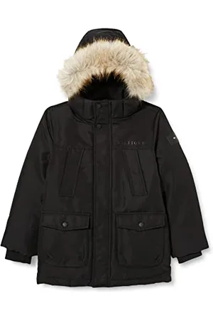 Tommy Hilfiger Jungen Tech Parka Gepolsterte Mäntel, Black, 9 Monate