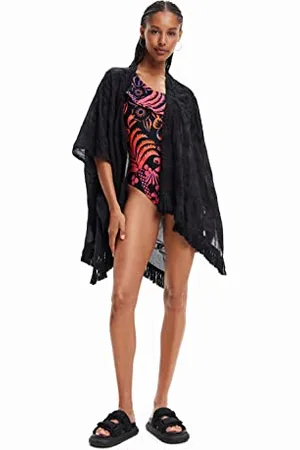 Desigual Damen Kaftan_flower KAFTAN FLOWER CLARA 2000 BLACK, , Einheitsgröße EU