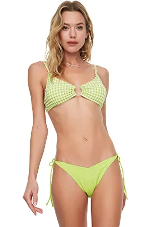 Trendyol Damen Kordelzug Verbunden V Schneiden mit Niedriger Taille Sechs Bikini Bottoms, , 38 EU