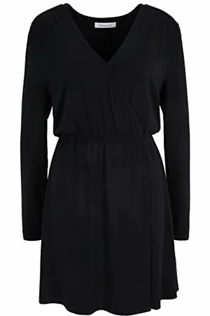 Tamaris Damen Jersey Wickelkleid AIUD Schwarz M