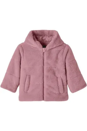 NAME IT Mädchen NKFMILA Faux FUR Jacket W Hood PB Kurzjacke, , 128