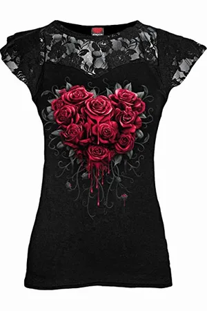 Spiral Bleeding Heart - Lace Layered Cap Sleeve Top - XL