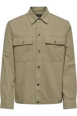 Only & Sons Herren Freizeit Hemd ONSKENNET - Relaxed Fit XS S M L XL XXL Beige, Größe:M, Farbe: 22019758