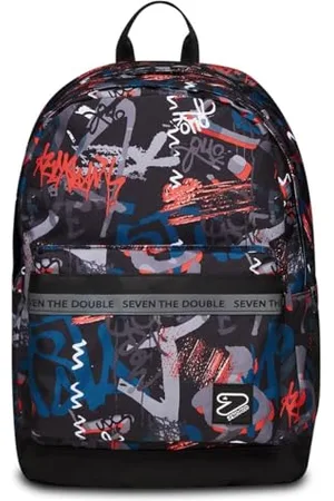 7 for all Mankind Rucksack, Schulranzen für Mädchen und Jungen, Tornister Schule Gymnasium Sport Freizeit, mit Flaschenfach, Laptopfach, mit Kopfhörern, gepolstert