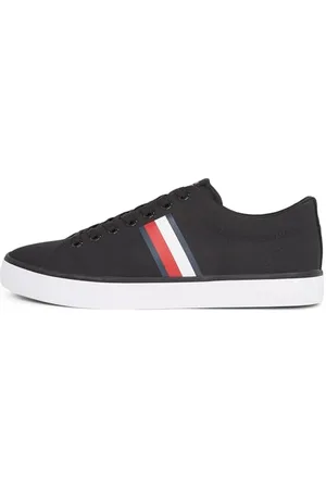 Tommy Hilfiger Herren Vulcanized Sneaker Core Stripes Mesh Low Top, (Black), 43