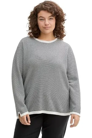 TOM TAILOR Damen Plussize Strickpullover aus Baumwolle, , 44