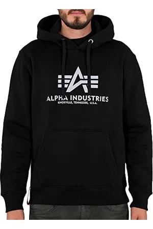 Alpha Industries Herren Basic Hoody Reflective Print Kapuzensweat Kapuzenpullover, Black, S