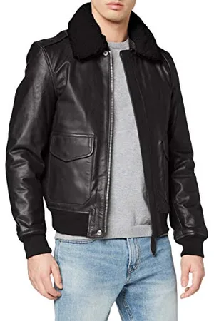 Schott NYC Herren LC2412 Lederjacke, Schwarz/Schwarz Fell, Medium