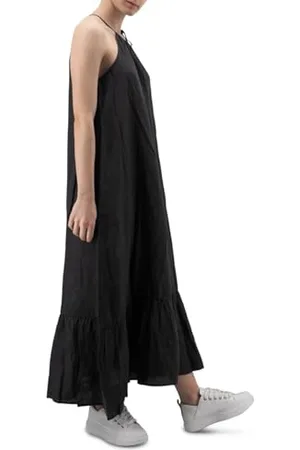 Replay Damen Kleid Kurzarm aus Leinen, (Schwarz), L