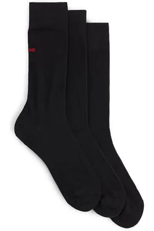 HUGO BOSS Herren 3P RS UNI CC Mittelhohe Socken mit Logo-Details im Dreier-Pack Schwarz 43-46