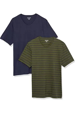Amazon Herren Kurzärmliges T-Shirt mit V-Ausschnitt in normaler Passform (in Übergrößen erhältlich), 2er-Pack, , 6XL Große Größen