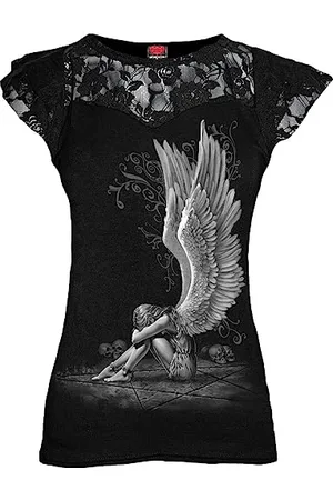 Spiral Enslaved Angel - Top mit Flügelärmeln & Spitze - - XL
