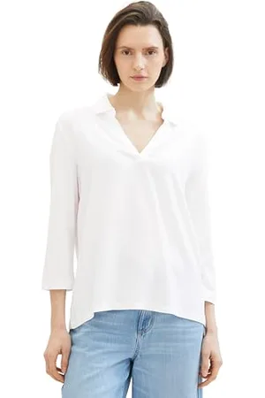 TOM TAILOR Damen Basic Bluse mit Polo Kragen, , XXS