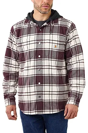 Carhartt Herren Flannel Fleece Lined Hooded Shirt Jac, , M