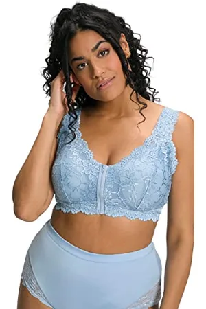 Ulla Popken Damen Bralette, Spitze, Reißverschluss, Ohne Bügel, Cup A/B Und C/D BH, , 90B EU