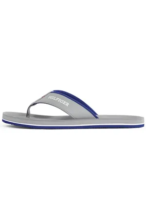 Tommy Hilfiger Herren Flip Flops Padded Comfort Sandal mit Logo, Grau (Universal Grey), 45