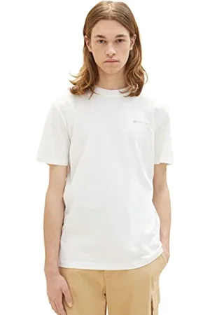 TOM TAILOR Herren 1036452 T-Shirt mit Foto-Print, 12906-Wool White, XS