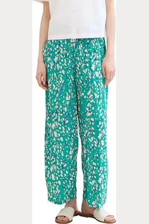 TOM TAILOR Damen Basic Culotte Hose, abstract green dot print, XS