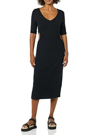 Amazon Damen Fein Geripptes Kleid mit seitlichem Ausschnitt (zuvor Daily Ritual), , XL