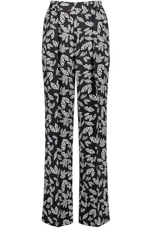Taifun Damen Weite Hose aus Satin Palazzo floral reguläre Länge Schwarz Gemustert 42