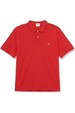 GANT Herren Poloshirt - REGULAR SHIELD, Kurzarm, Knopfleiste, Pique, Stickerei Rot (Ruby) 5XL