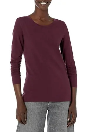 Amazon Damen Langärmeliges T-Shirt mit Rundhalsausschnitt, Klassischer Schnitt (Erhältlich in Übergröße), , XXL