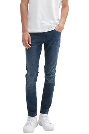 TOM TAILOR Herren 1043716 Troy Slim Fit Jeans mit Stretch, 10172-Mid Stone Blue Black Denim, 34 W/32 L