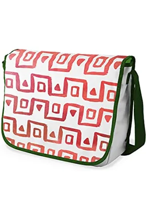 Bonamaison Le Jardin du Lin Digital Bedruckte Messenger Schultaschen mit Khaki Riemen für Mädchen und Jungen, Zurück zur Schule, Kuriertaschen für Schüler, Umhängetaschen, Größe: 29x36 Cm