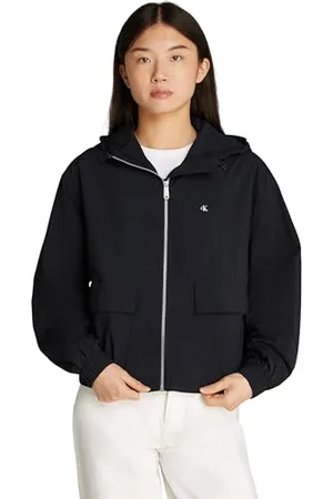 Calvin Klein Damen Windbreaker Jacke Cotton Nylon Dünn, Schwarz (Ck Black), S