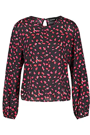 Taifun Damen Blouse 1/1 mouw Bluse, Schwarz Gemustert, 38 EU