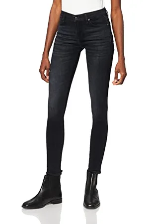 7 for all Mankind Damen The Skinny Slim Illusion Upbeat Jeans, Black, 24W 30L EU