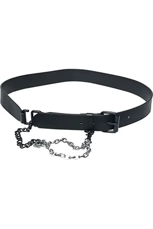 Urban classics Unisex Imitation Leather Belt with Metal Chain Gürtel, Black, S/M