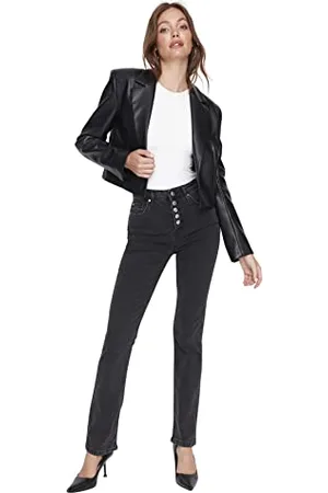 Trendyol Damen Herren Hoher Bund Flared Jeans, , 42 EU