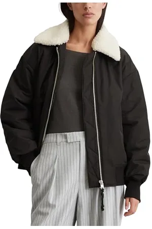 Marc O’ Polo Marc OߴPolo Denim Damen Aviator-Jacke mit Teddy-Kragen wasserabweisend, (Black), S