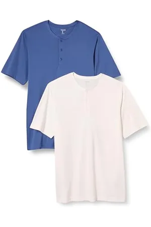 Amazon Herren Kurzärmliges Henley-Hemd Aus Schnelltrocknendem Jersey, Normale Passform, 2er-Pack, , L