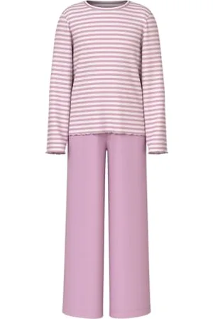 NAME IT Mädchen Nkfnightset Stripe Loose Rib Noos Nachtwäsche Set 13235612, ,110-116