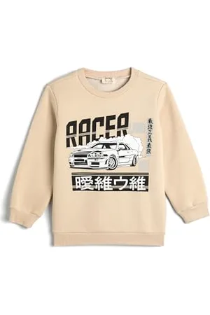 Koton Boys Sweat Long Sleeve Crew Neck Race Themed Car Printed Detail Soft Interior