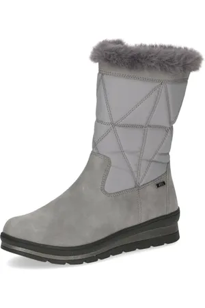 Caprice Damen Winterstiefel ohne Absatz Vegan Wasserabweisend, Grau , 40.5 EU