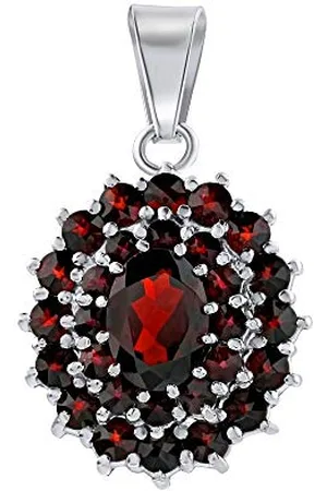 Silvego Damen Anhänger aus 925 Sterling Silber mit echten Granaten