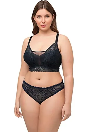 Ulla Popken Damen Bralette, Spitze, Softcups, ohne Bügel, Cup C-D BH, , 100B