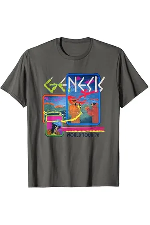Genesis Damen Unisex-Erwachsene Unisex-Kinder T-Shirt S V-Ausschnitt Kurzarm Klassisch Polyester 100% Doppelt genähter Saum -Welttournee 1978