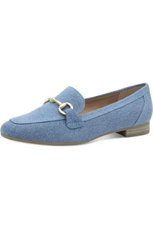 Marco Tozzi Damen Loafer ohne Absatz Vegan mit Schnalle, Blau (Lt.Blue Jeans), 38 EU
