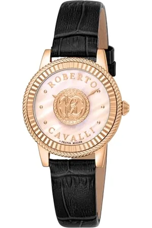 Roberto Cavalli Damen Analog Quarz Uhr mit Leder Armband RV1L228L0021